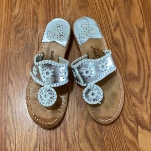 Silver Jack Rogers with White Stitching